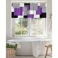 thumbnail image 4 of Abstract Splicing Purple White Grey Square Blocks Valances for Windows,Kitchen Valance Rod Pocket Short Curtain,Art Plaid Valance Curtain Window Valances for Bedroom Living Room 42x12in, 4 of 9