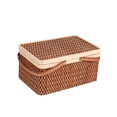thumbnail image 3 of Cesta de picnic tejida de bambú, resistente, portátil, con tapa y asa. Marrón oscuro, 3 of 7