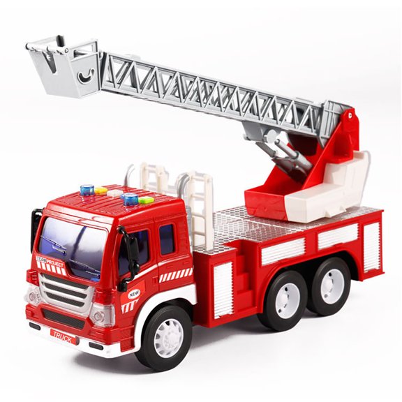 Godderr Toddler Toys Simulation Fire Ladder Truck, Sound and Light Toys, Inertia Car , Kids Gifts 11.8*3.4*5.5in