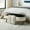 Linen, Beige, variant on JESTOP Oval Storage Ottoman Bench, Linen Ottoman Boucle Ottoman with Wood Legs, Modern End of Bed Storage Bench, Foot Rest Stool with Storage, 43.5"x 16"x16"