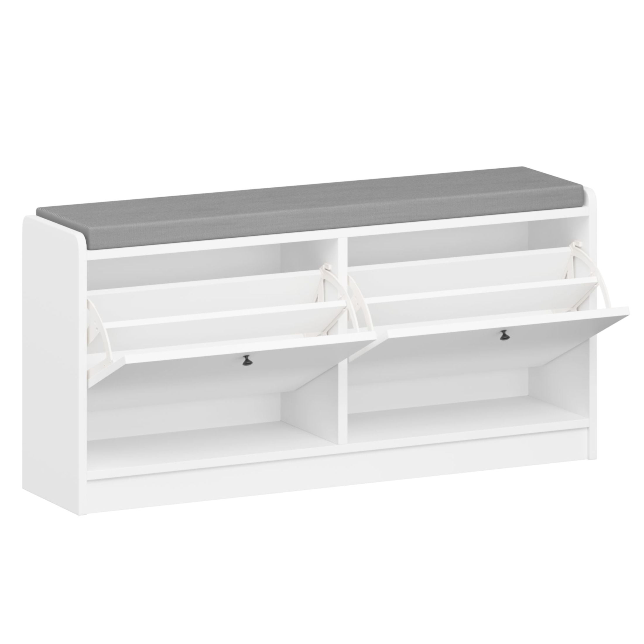 Noble House Tamara 40" Entryway Shoe Storage Bench, Cushioned Wooden Shoe Cabinet with Adjustable Shelves, White