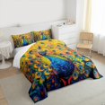 thumbnail image 3 of Manfei Kawaii Cartoon Peacock Queen Comforter Set, Modern Animal Art Bedding Comforter Set, Teen Kid Child Adult Bedding Set, Breathable Home Decor, 3pcs, 3 of 8
