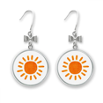 thumbnail image 1 of Sun Hand Painting Sunshine Weather Bow Earrings Drop Stud Pierced Hook, 1 of 3
