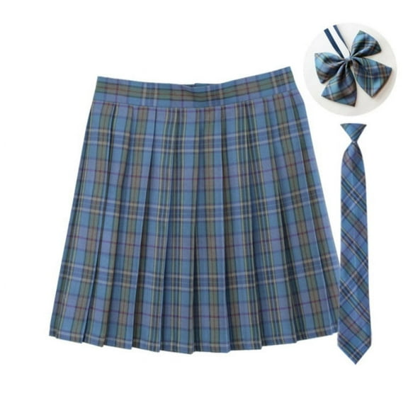 Maoxin Skirts for Women Women's Short Skirt Plaid Retro Pleated Skirt Uniform Role playing Costume ,Blue,M