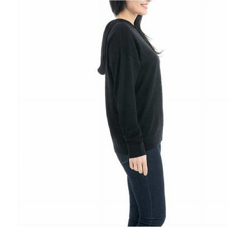 Hilary Radley Womens Long Sleeves Cozy Sweater Hoodie,Black,Small