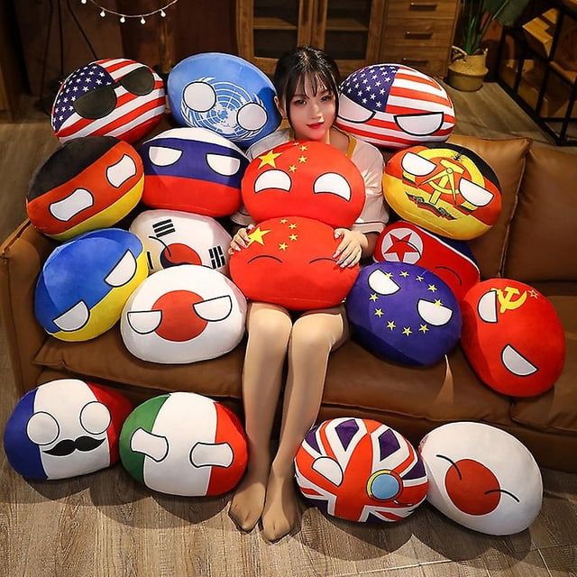 10-50cm Country Ball Toys Plush Polandball Hand Warmer Pillow Countryball Ussr Usa France Russia Uk Japan Germany Italy Decor