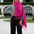 thumbnail image 4 of Bibifish Womens Scarf Trendy Solid Color Winter Thickened Long Scarf With Fringes Soft Breathable Comfy Daily Wear Elegant Scarf, 4 of 5
