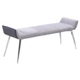 thumbnail image 1 of Gray Linen Fabric Bench with Black Faux Leather Underneath, 1 of 4