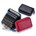 thumbnail image 2 of Cartera de cuero genuino para tarjetas, universal, antimagnética, para hombres y mujeres, con 12 ranuras para tarjetas, funda para tarjetas RFID antiescaneo, 2 of 6
