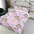 thumbnail image 3 of Pusheen Cat Themed Bed Sheet Set Three Piece Set 53x79 Inches Comfortable And Skin Friendly Unique Design Creating A Star Studded Night, 3 of 6