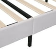 thumbnail image 6 of BTMWAY Queen Bed Frame, New Upgraded Queen Size Velvet Upholstered Platform Bed with Flower Pattern Headboard, Modern Bedroom Furniture Queen Platform Bed, Holds 660lbs, No Box Spring Needed, Beige, 6 of 8