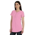 thumbnail image 3 of Inkmeso Womens Short Sleeve Button Tunic Top Cotton Tee Long Length Tshirt For Leggings, 3 of 8