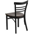 thumbnail image 5 of Flash Furniture 2 Pack HERCULES Series Black Three-Slat Ladder Back Metal Restaurant Chair - Walnut Wood Seat, 5 of 8