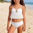 thumbnail image 2 of Confree For Girls Summer 2 Piece Swimsuit Solid Color Bathing Suits Holiday Casual Comfortable Little Girls Swimwear Size 9-10 Years White, 2 of 7