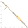 thumbnail image 4 of Real 14kt Two-tone Baby Polished and Textured Cross With 1in ext. ID Chain Bracelet; for Adults and Teens; for Women and Men, 4 of 4