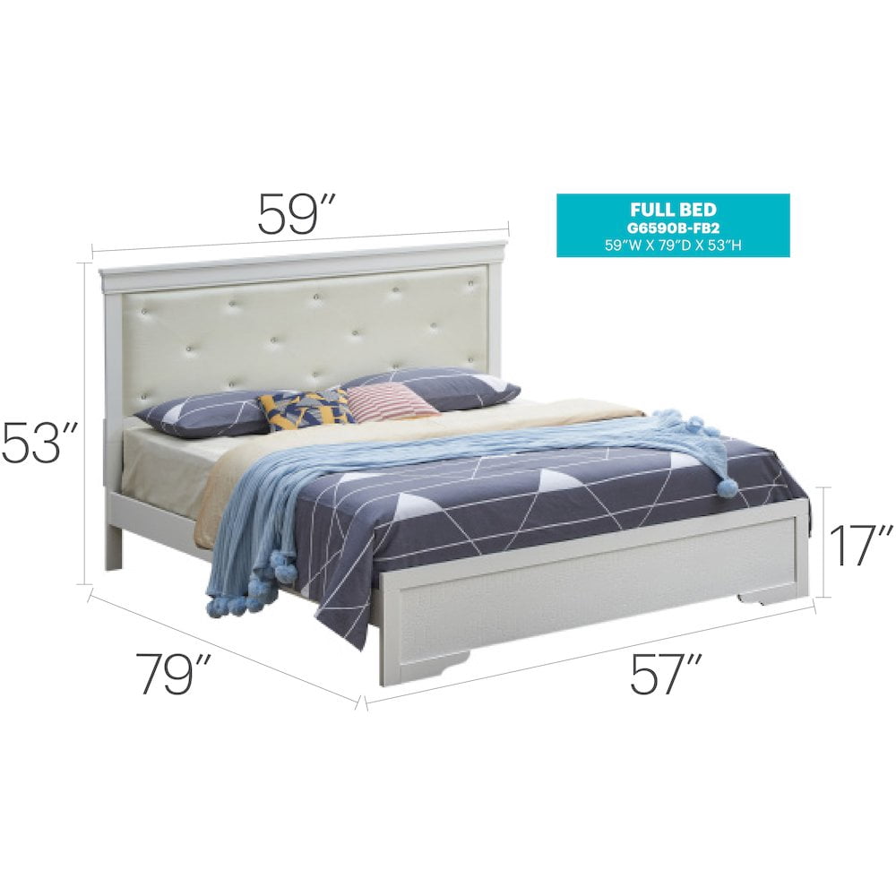 Glory Furniture Lorana Full Bed in White Color