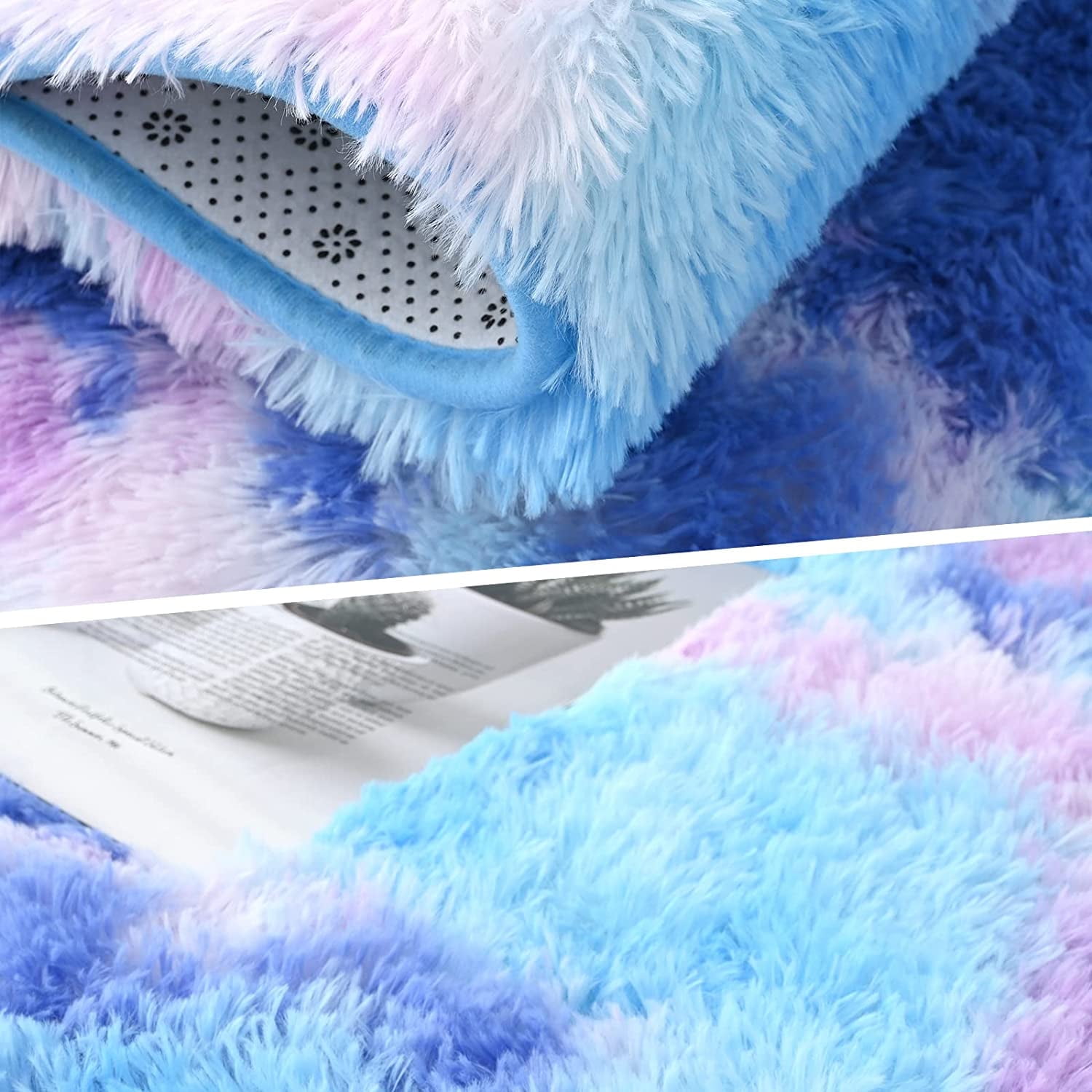 Noahas Soft Fluffy Rainbow Rugs for Girls Bedroom 4x6, Shaggy Kids Playroom Rugs, Colorful Plush Rug for Living Room Nursery, Cute Fuzzy Carpet Home Decor Mat for Baby Toddlers Teens, Purple