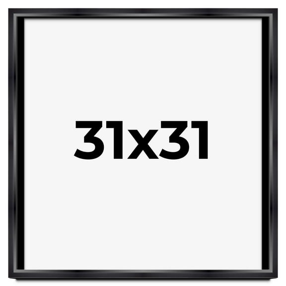 31x31 Shadow Box Frame Black | 1.25 inches Deep Real Wood Contemporary Shadowbox Display Frame | UV