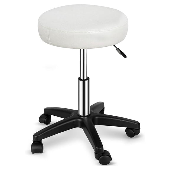 HHBEAUTY Adjustable Hydraulic Rolling Swivel Salon Stool Chair Tattoo Massage Facial Spa Stool Chair Black (White)
