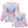 thumbnail image 5 of Uorisanigo Toddler Sweatshirt Novelty Pullover Sweater Tops with Ruffle Shoulder, Cherry Blossom Butterfly Pink Kids Sweatshirt Girls Sweaters Shirts Fall Trendy 4-5T, 5 of 7