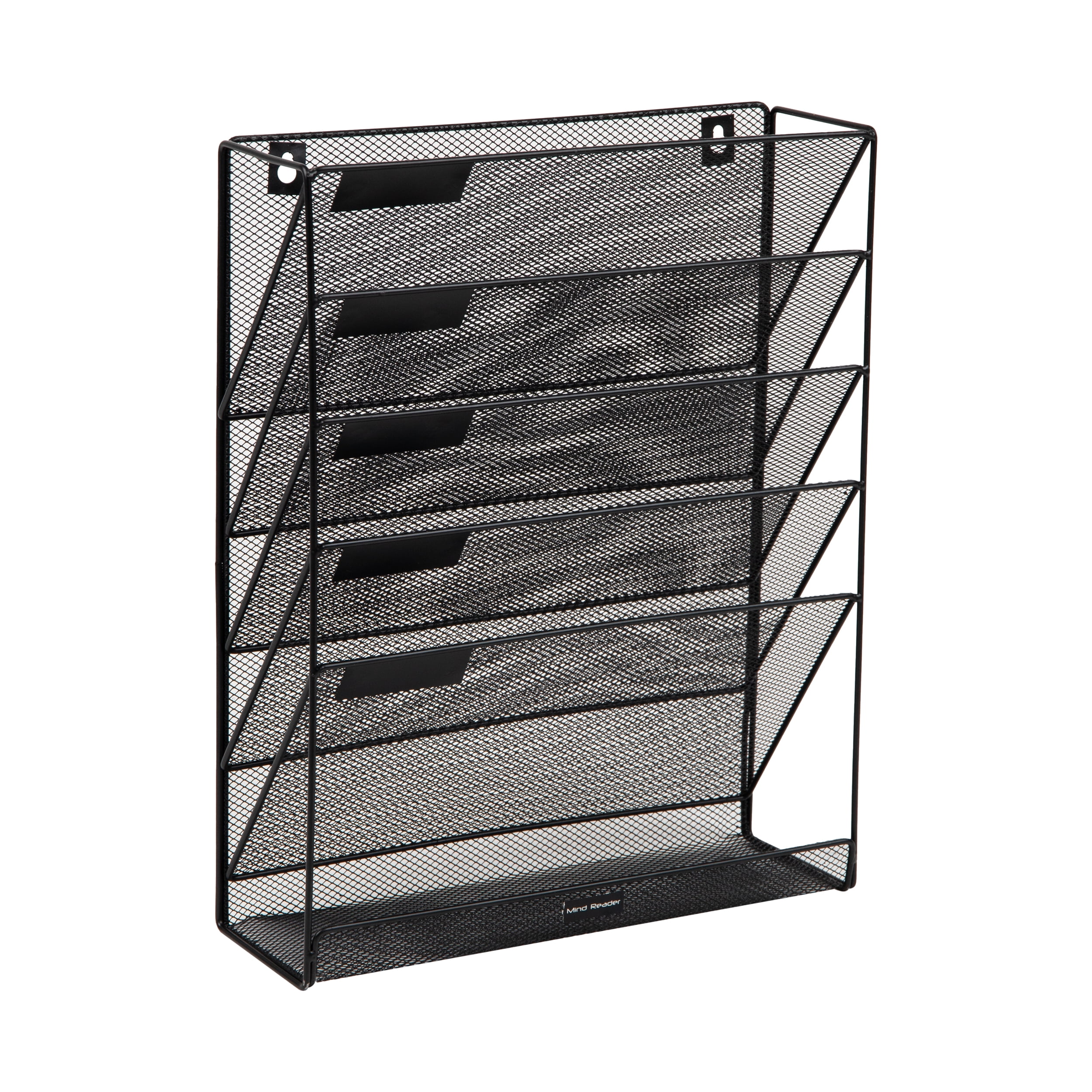Mind Reader 5-Tier Vertical File Storage, Desktop Organizer, Wall Mount, Office, Metal, Black