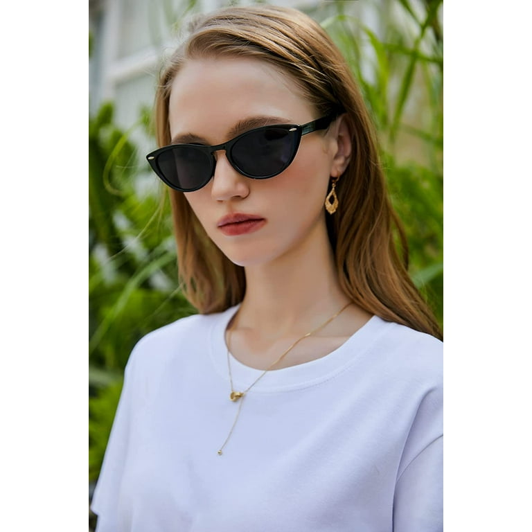 FEISEDY Retro Cat Eye Sunglasses Women Men Vintage Small Cateye