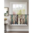 thumbnail image 2 of Sheer Curtains 45 Inch Length 2 Panels Set for Kitchen, Western Texas Stars Semi Sheer Curtains for Windows, Teal Brwon Vintage Wooden Plank Voile Window Treatments Rod Pocket Curtain, 2 of 7