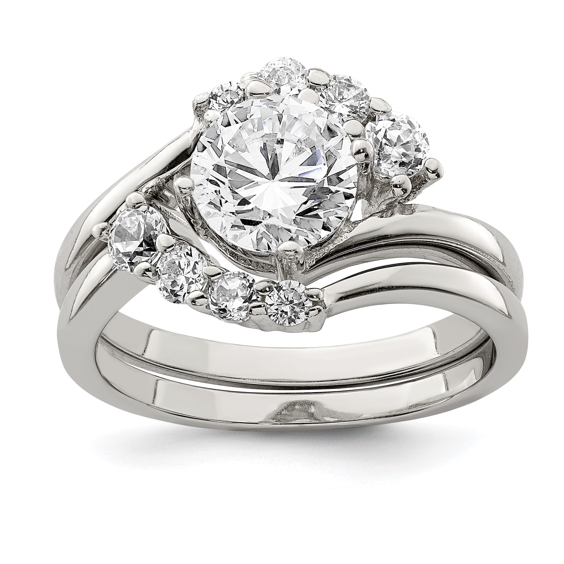 Saris and Things 925 Sterling Silver 2piece Cubic Zirconia Wedding