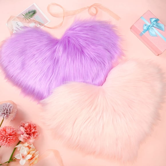 Alfombra Mudder Fluffy con forma de corazón sintético, 30 x 40 cm, 2 unidades