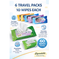 thumbnail image 2 of Travel Size Wet Wipes, 6 Count Resealable Packs, 10 Wipes Each – Dependable Industries, 2 of 5