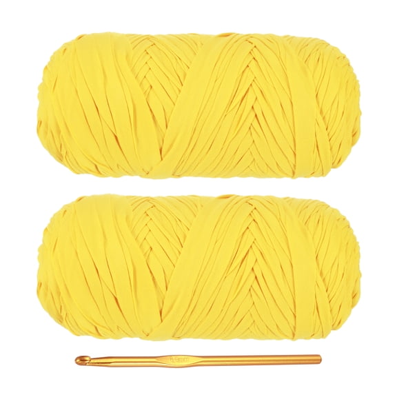 Uxcell T-Shirt Yarn for Crocheting with Hook 2 Pack 130 Yards Yarn Yellow