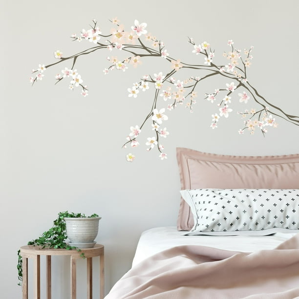 RoomMates Pink Cherry Blossom Branch Peel and Stick Decal W/ 3D