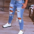 thumbnail image 4 of Classic Jeans With Hip Lift, Women'S High-Waisted Skinny Stretch Ripped Jeans-Light Blue-S, 4 of 5