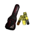 thumbnail image 1 of PAQUETE Estuche para guitarra eléctrica Funda para guitarra Gig bag, guitar case para trasporte y protección, color negro bordes rojos + Tahali strap correa Kidam CRIME, 1 of 4