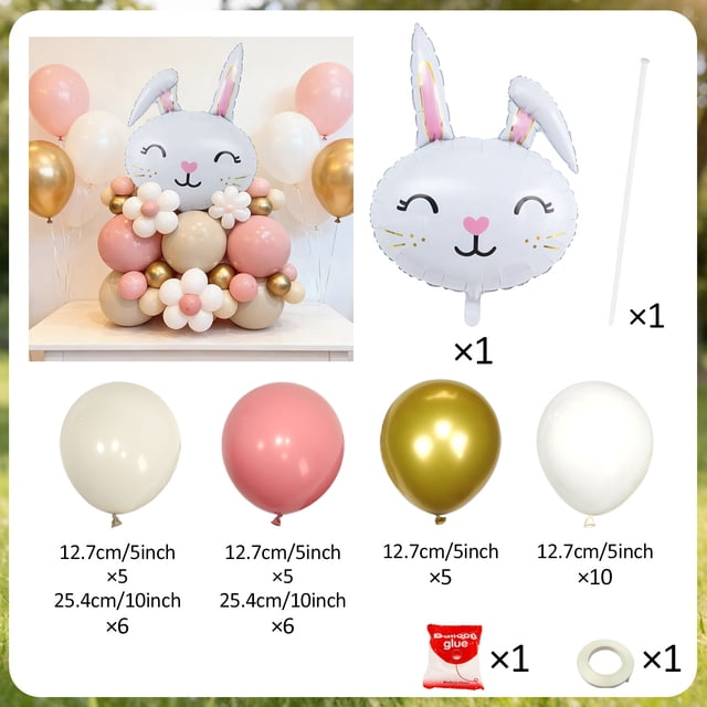 Rabbit Balloon Set Milk White Number 0-9 Balloon for Birthday Party Shower Anniversary Decoration Balloon Jungle Rabbit Balloon