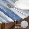 thumbnail image 3 of Blue Gray Round Tablecloth, Fitted Table Cover with Elastic for 36"-44" Round Tables, Modern Simple Abstract White Ombre Texture Table Cloth Outdoor Indoor Dinning Party Waterproof Tablecloths, 3 of 7