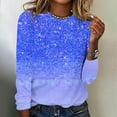 thumbnail image 3 of TKLPEHG Sequin Tops for Women Casual Dressy Long Sleeve Sparkly Shirts Round Neck Pullover Fashion Summer and Spring Glitter Shirt (Blue,S), 3 of 4