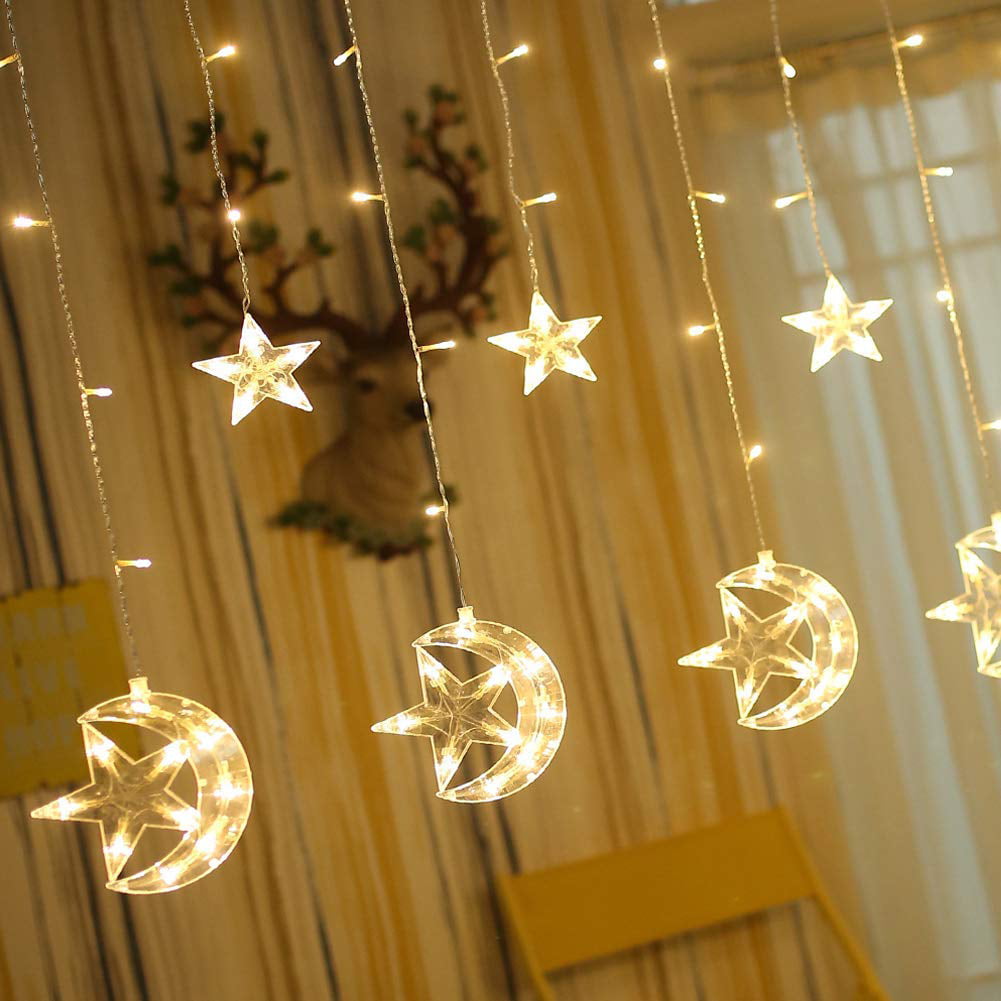 LED String Lights Star and moon Curtain Light Fairy Wedding Birthday Home Decor 
