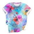 thumbnail image 2 of Yotami Plus Size Casual T-Shirt for Women Crewneck Floral Print Tops for Summer Short Sleeve Lightweight T-Shirt Multicolor XXXXXL, 2 of 4