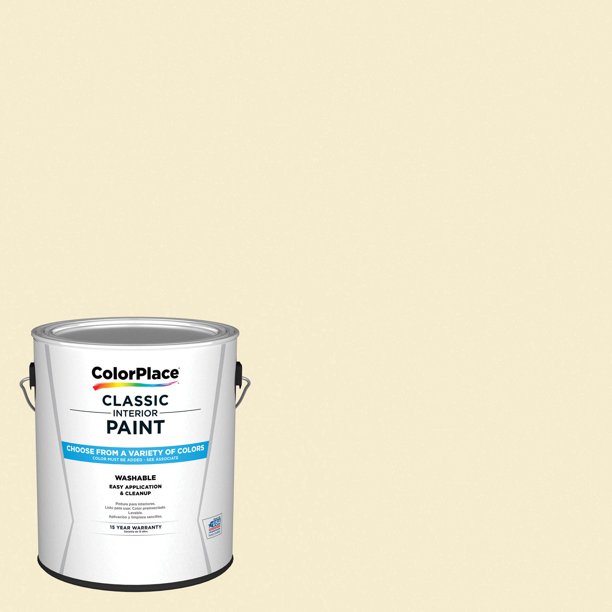 ColorPlace Classic Interior Wall & Trim Paint, Popcorn White, Satin, 1