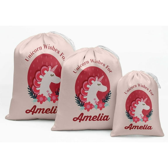 Darling Souvenir Orange Unicorn Birthday Custom Party Supplies Drawstring Pouches Favor Bags 15 Pieces