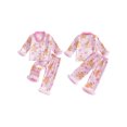 thumbnail image 2 of Cjfdfy Toddler Baby Girl Christmas Satin Pajamas Set Gingerbread Man Print Long Sleeve Fuzzy Trim Button Up Tops And Pants Kids Girl Cute My First Christmas Loungewear 1-7Y, 2 of 9