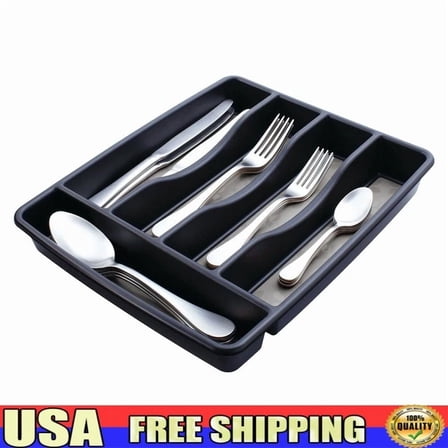 Small Silverware Organizer Non-Slip Cutlery Tray Kitchen Storage Space Saver New