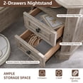 thumbnail image 6 of OKD Farmhouse Nightstand with Charging Station, End Table with 2 Drawers for Living Room, Side Table, Light Rustic Oak, 6 of 7