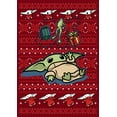 thumbnail image 2 of Men's Star Wars: The Mandalorian Christmas Grogu Sweater Print Graphic Tee Cardinal Small, 2 of 5