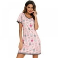 thumbnail image 6 of Women's V Neck Nightshirt Cotton Casual Sleepwear Short Sleeve Nightgown S-XXL, 6 of 6