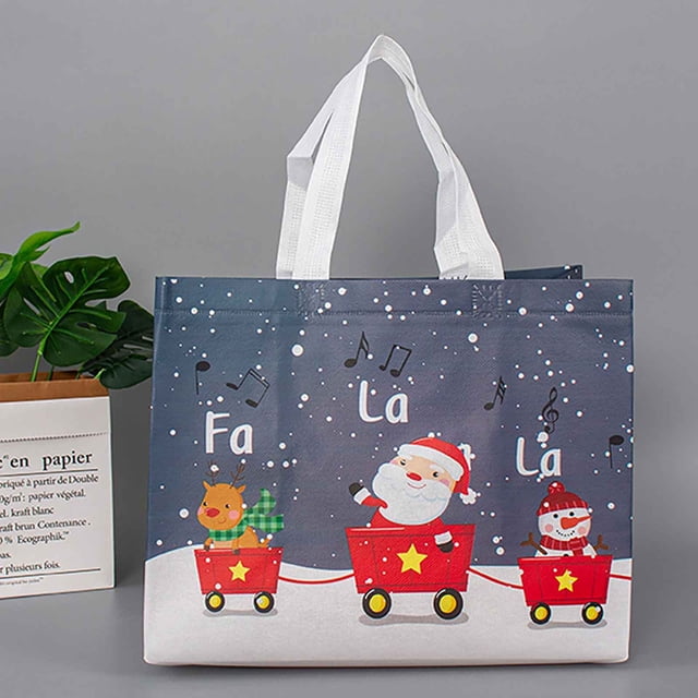 Sacs Cadeaux Décorations de Noël pour Enfants, Sacs Fourre-Tout de Noël avec Poignées, Sacs d'Épicerie Réutilisables de Noël Multi-Usages en Non-Tissé, Grands Sacs Cadeaux pour Courses pour Fête de Noël