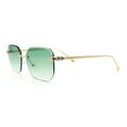 thumbnail image 5 of Luxury Gangster Bevel Rectangle Rimless Jaguar Hinge Showy Sunglasses Gold - Green, 5 of 6