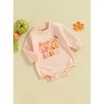 thumbnail image 3 of Wassery Baby Girls Sweatshirt Romper Halloween Clothes Infant Girls Fall Outfits Long Sleeve Round Neck Pumpkin/Floral Letter Print Bodysuit, 3 of 8