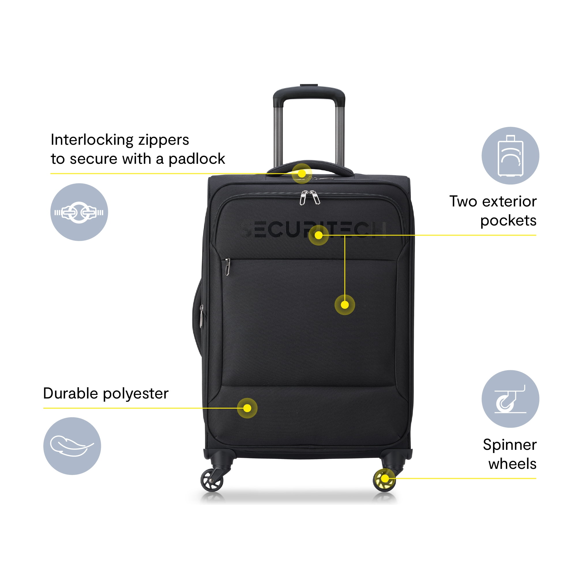Securitech by Delsey, Vanguard 27" Medium Checked Softside Spinner Luggage Black
